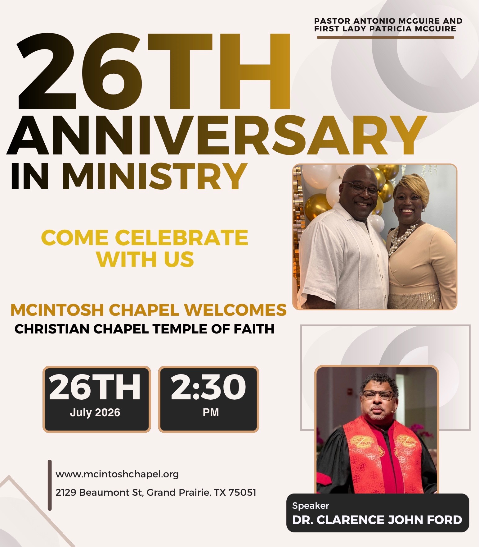 26th Anniversary in Ministry flyer